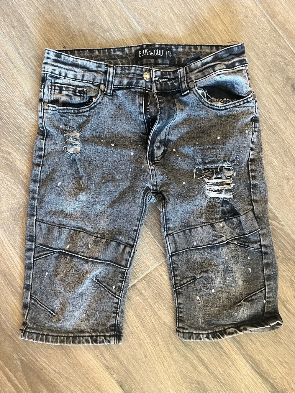 Blue-Cut Boys' Distressed Black Denim Shorts